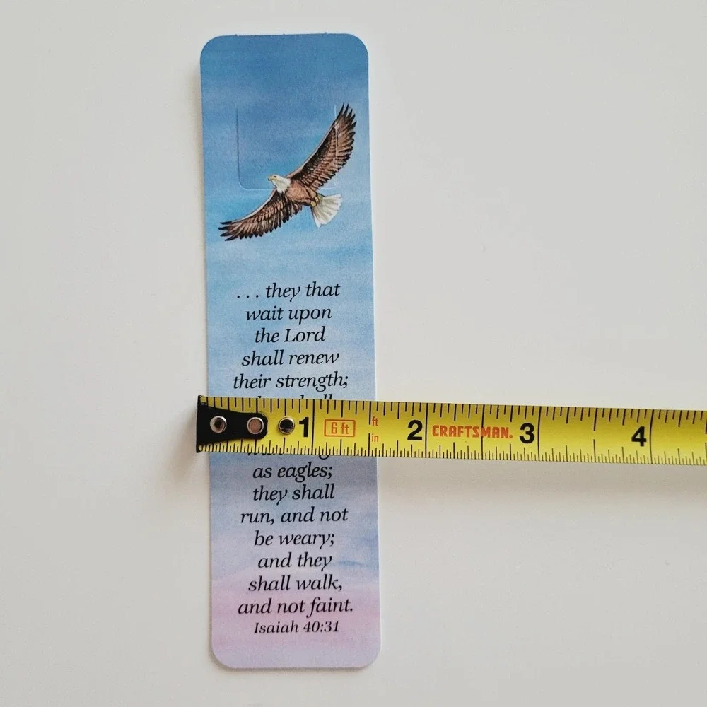 Vintage 80s Bald Eagle Tab Bookmark, soaring Isaiah Scripture, 1983 Antioch S067